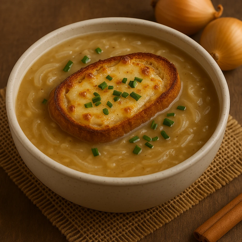 Sopa de Cebola Cremosa à Brasileira Foto de Sopa de Cebola Cremosa à Brasileira