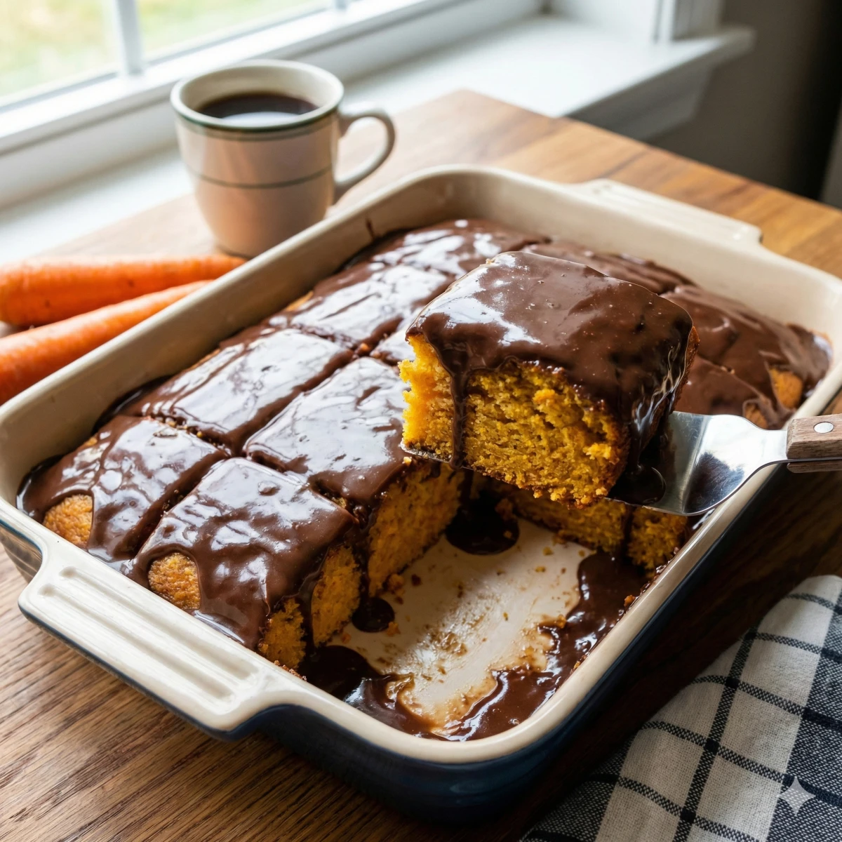 Foto de Bolo de Cenoura Fofinho com Cobertura de Chocolate Receita Fácil e Tradicional