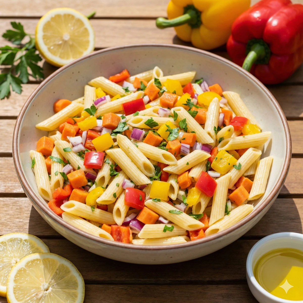 Foto de Macarrão Gelado com Legumes e Molho de Limão