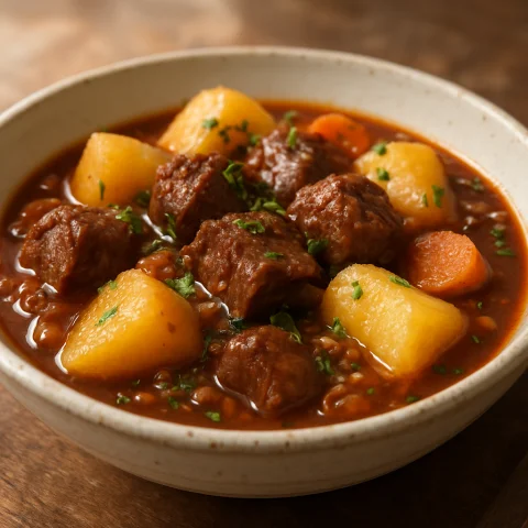 Receita: Carne de Panela com Mandioca e Molho de Vinho Tinto - Experimente a saborosa Carne de Panela com Mandioca e Molho de Vinho Tinto, u...