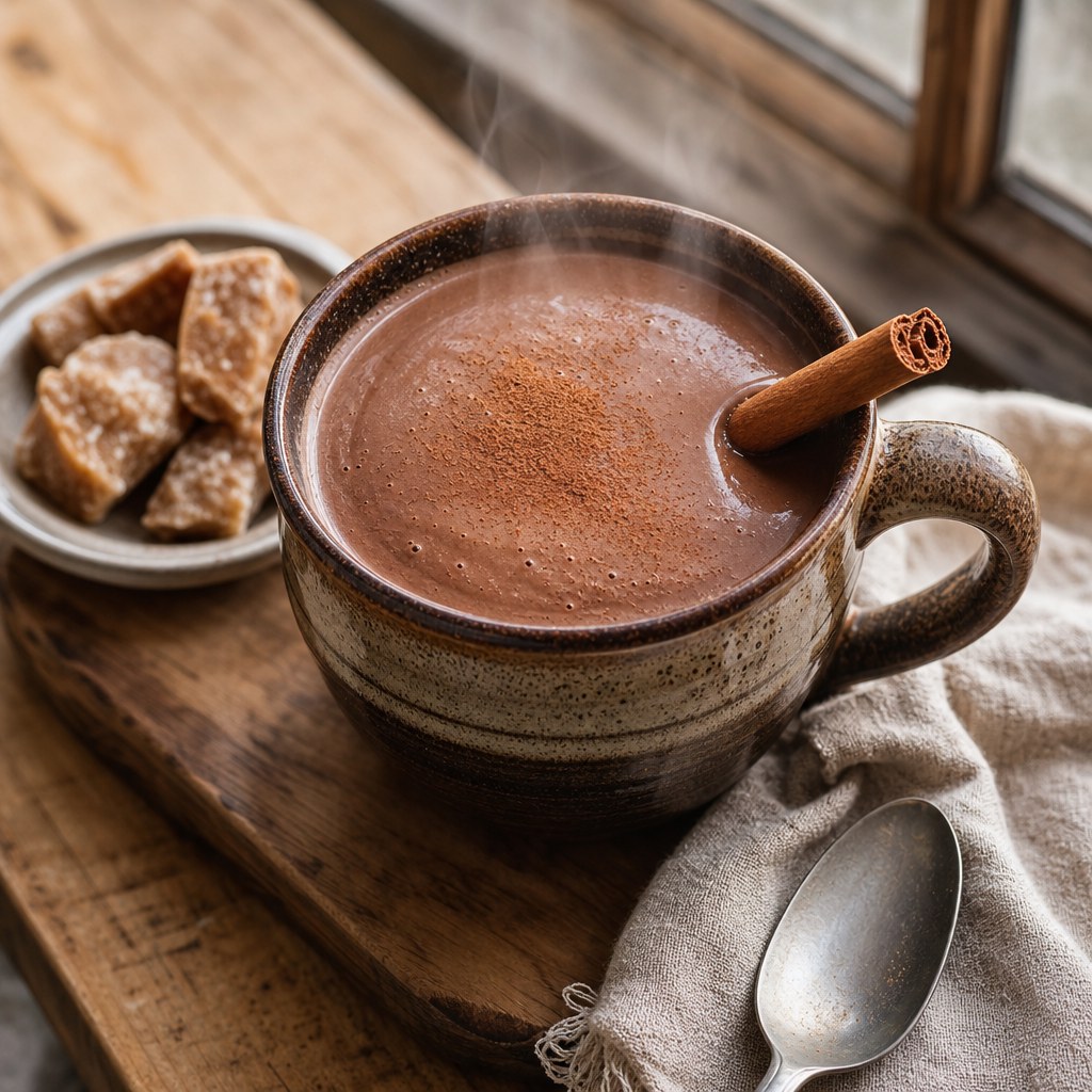 Chocolate quente cremoso com rapadura e canela Foto de Chocolate quente cremoso com rapadura e canela