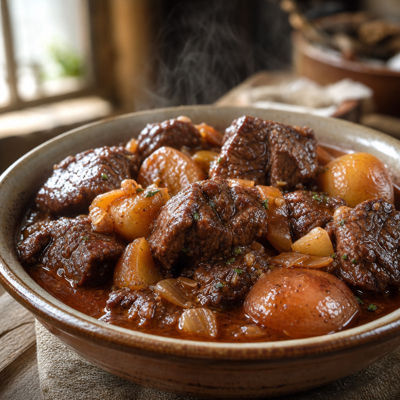 Receita: Carne de panela com batatas ao vinho tinto