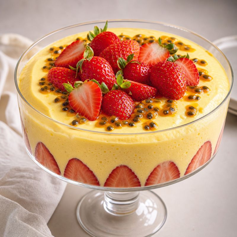 Receita: Mousse de maracujá com morangos frescos