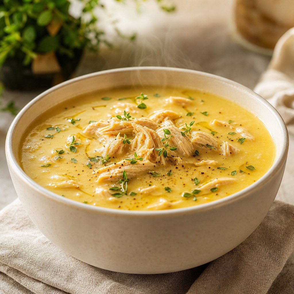 Sopa de mandioquinha com frango e ervas Foto de Sopa de mandioquinha com frango e ervas