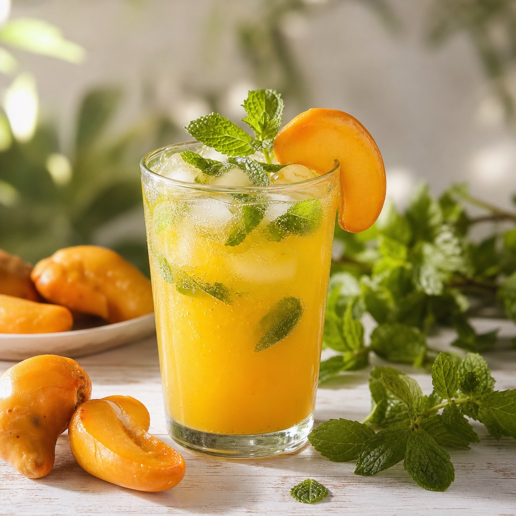 Suco de caju com hortelã refrescante Foto de Suco de caju com hortelã refrescante