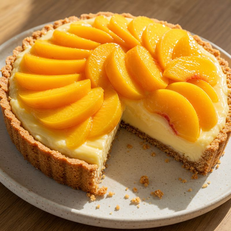 Receita: Torta de pêssego com creme de baunilha