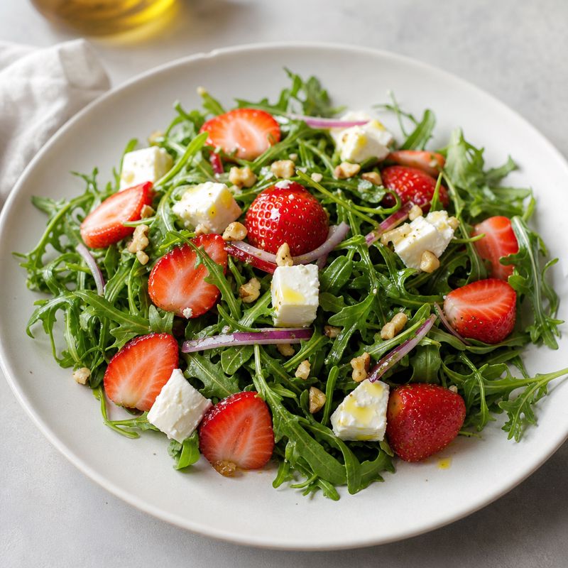 Receita: Salada de rúcula com morango e queijo minas