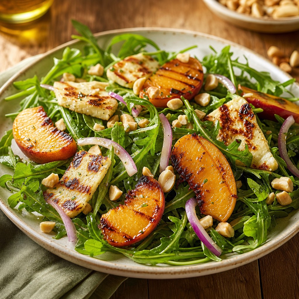 Salada de Rúcula com Pêssego Grelhado Foto de Salada de Rúcula com Pêssego Grelhado