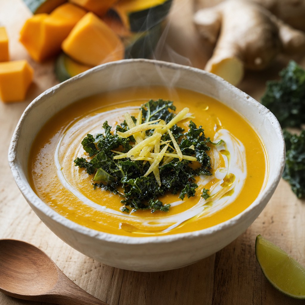 Foto de Sopa cremosa de abóbora com gengibre