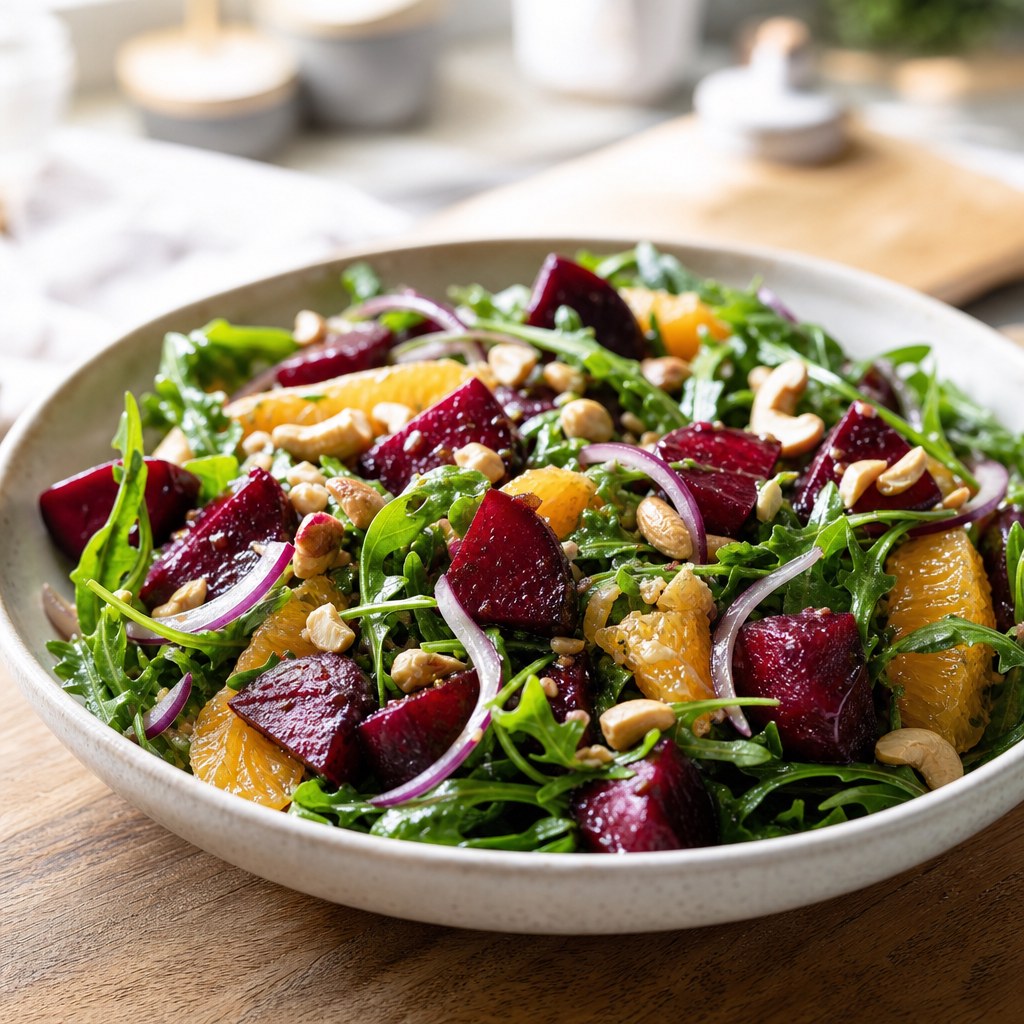 Salada de Beterraba Assada, Laranja e Castanhas Foto de Salada de Beterraba Assada, Laranja e Castanhas