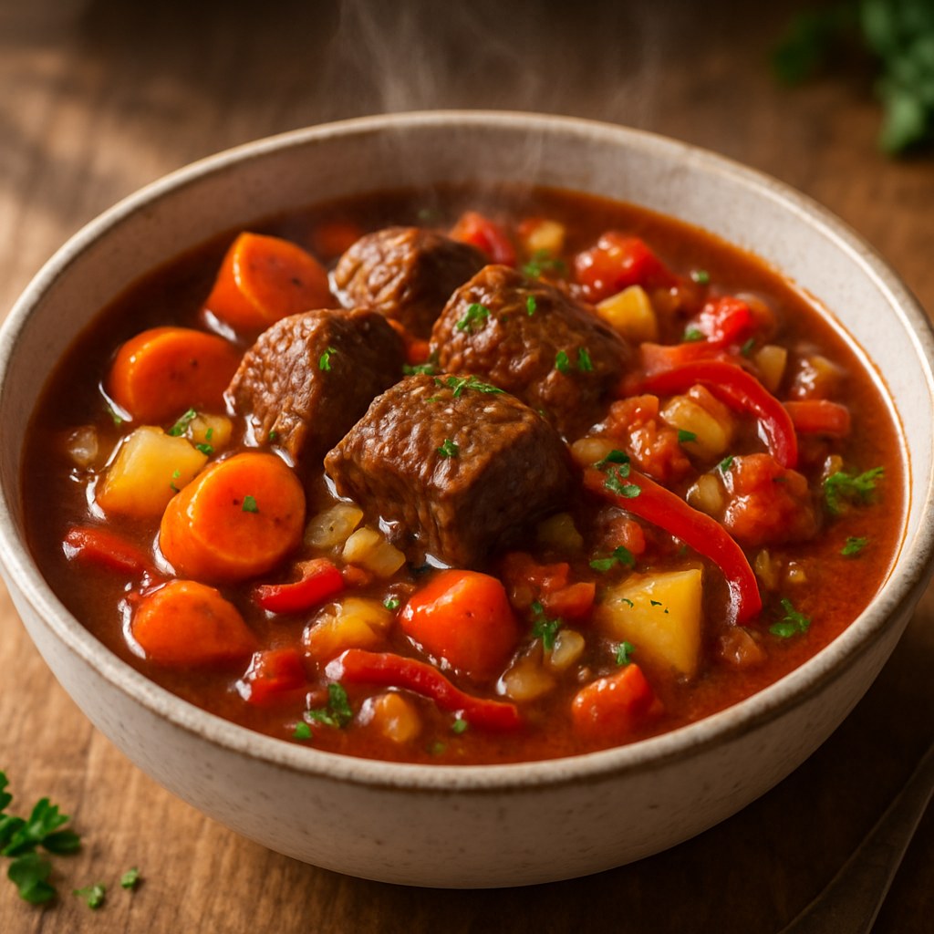 Foto de Ensopado de carne com legumes e vinho tinto