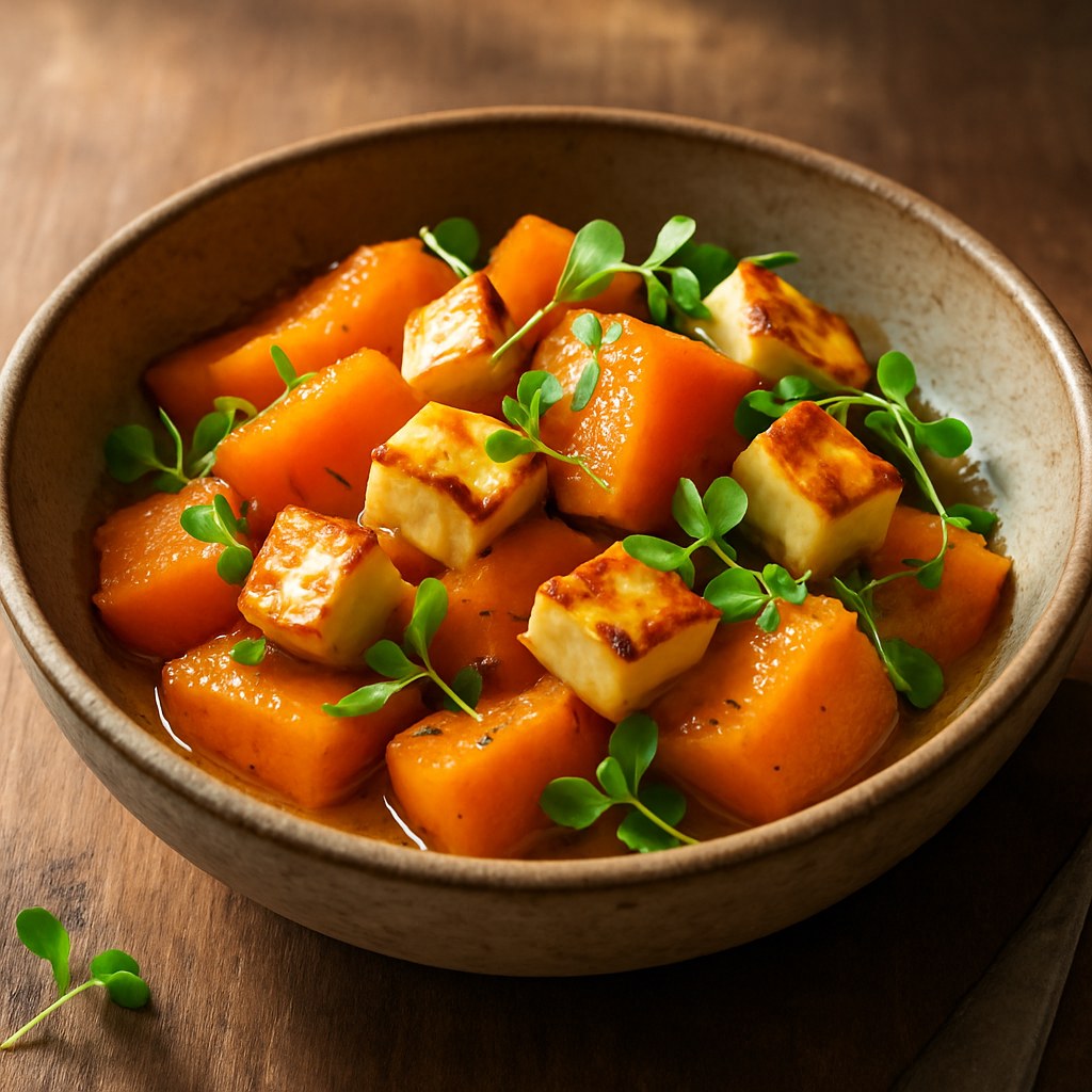 Foto de Salada morna de abóbora assada com queijo coalho