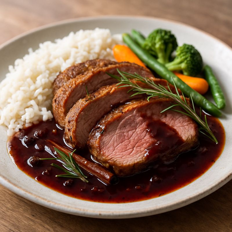 Receita: Carne assada com molho de vinho tinto e especiarias