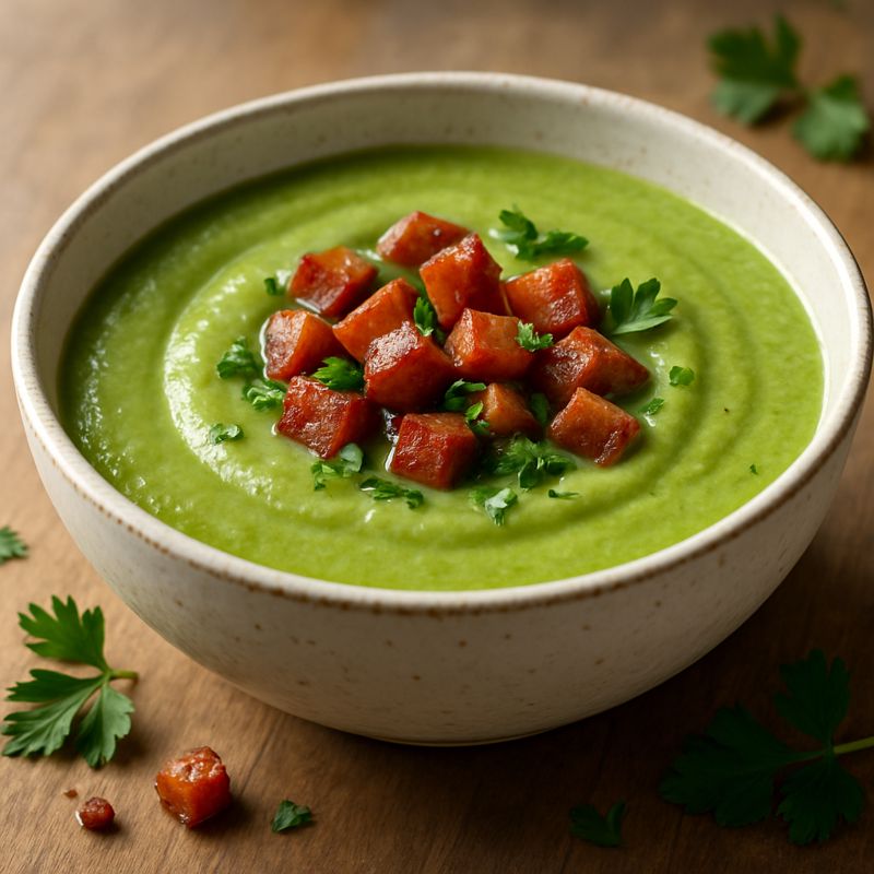 Receita: Sopa de Ervilha com Bacon Crocante e Cheiro-Verde