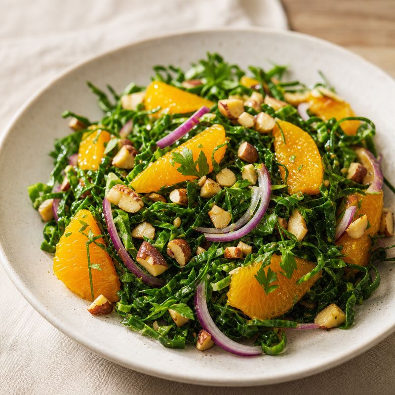 Receita: Salada de couve com laranja e castanhas