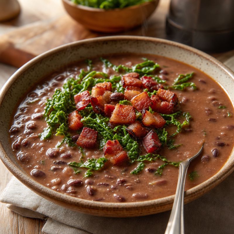 Receita: Sopa de feijão com bacon e couve