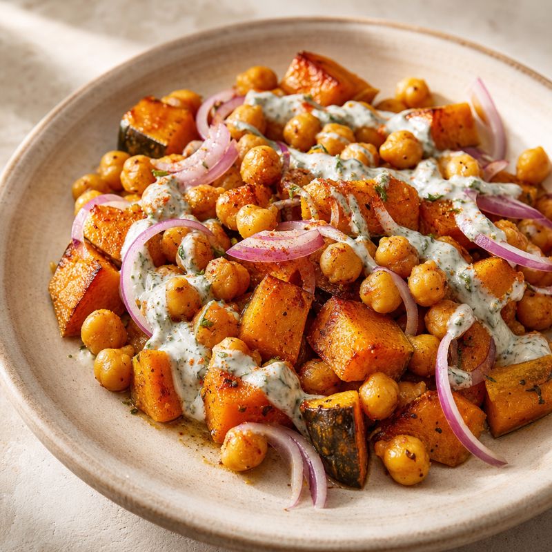 Receita: Salada morna de grão-de-bico com abóbora