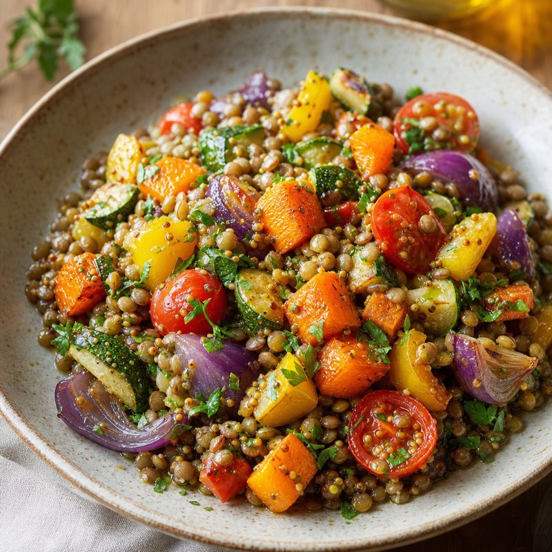 Receita: Salada morna de lentilha com legumes assados
